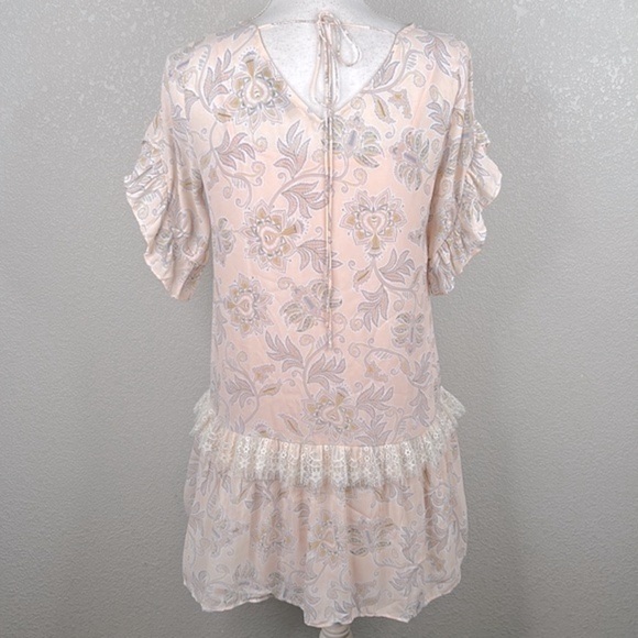 LOFT Light Pink Floral Lace Boho Midi Dress Size XS - Picture 5 of 8